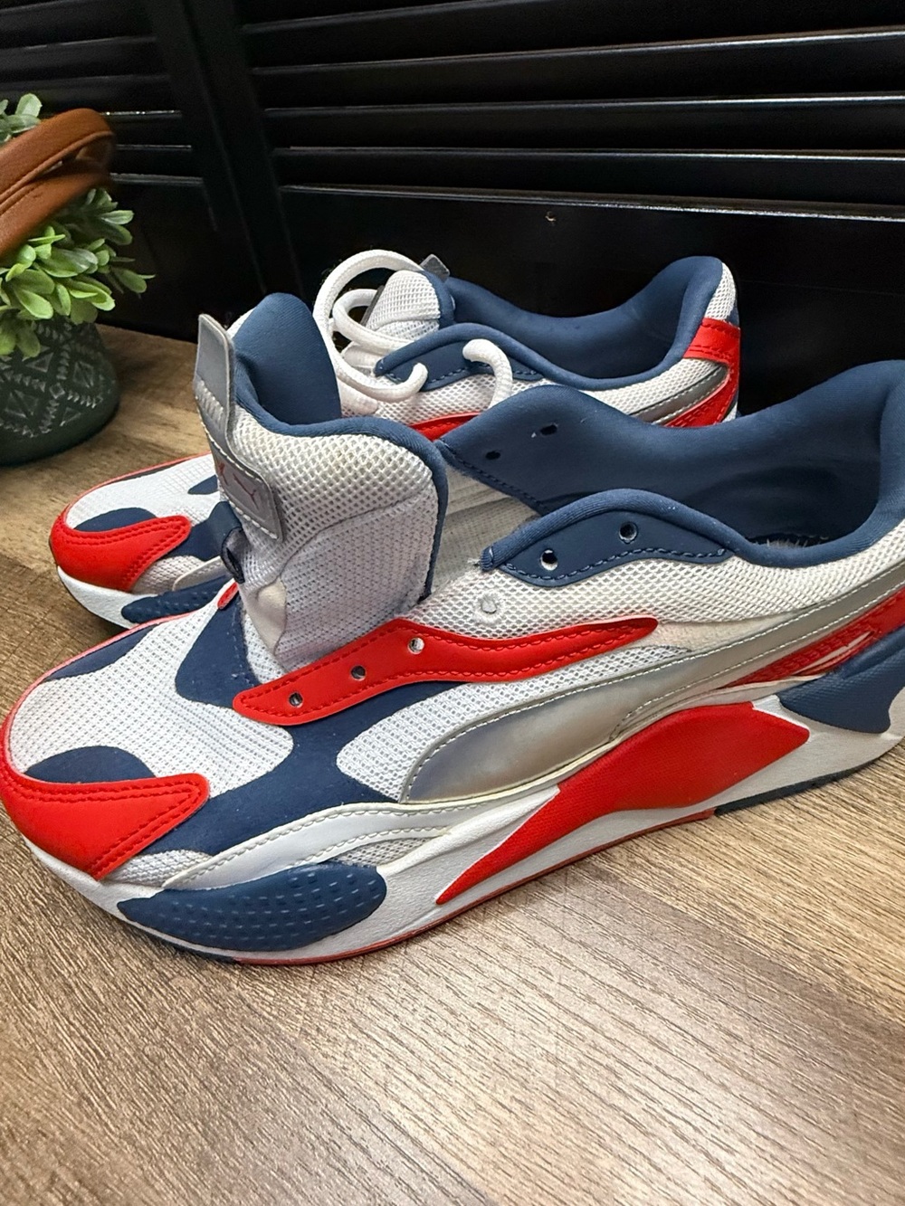 Puma Colorblock Runner Sneakers in Blue, Red & White - Picture 6 of 7
